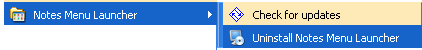 Uninstall Notes Menu Launcher from the menus