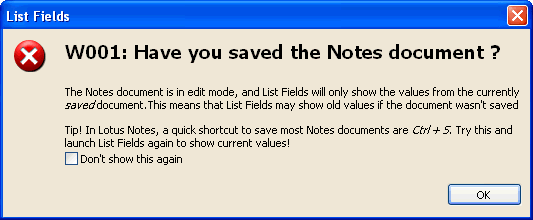 Have you saved the Notes Document message